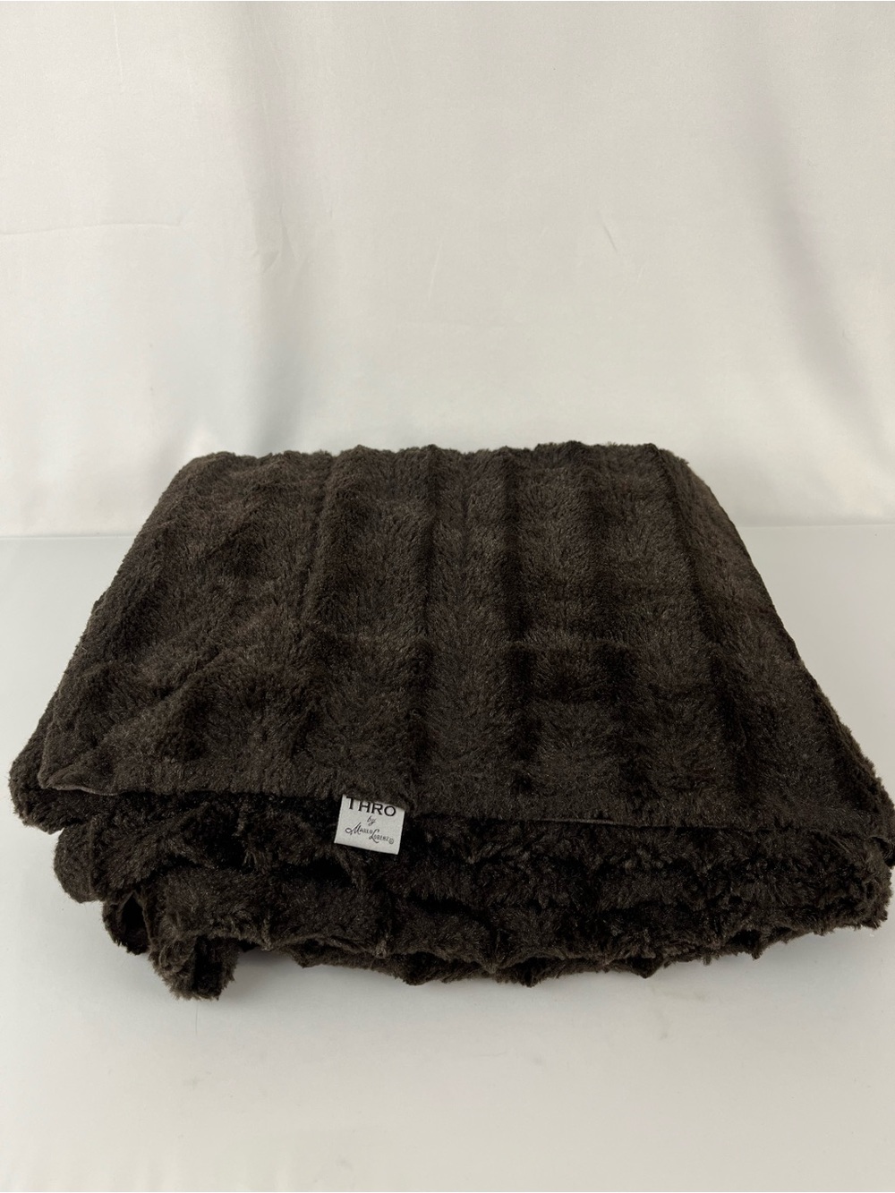 THRO by Marlo Lorenz Plush Faux Fur Throw Blanket Dark Brown